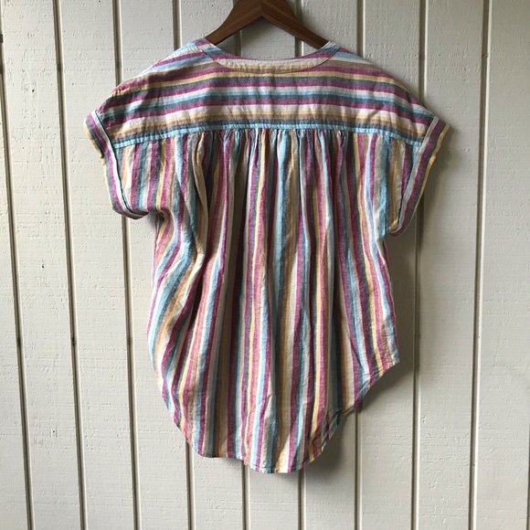 Lou & Grey Loft Multicolor Stripe Linen Cotton Top - Picture 6 of 7